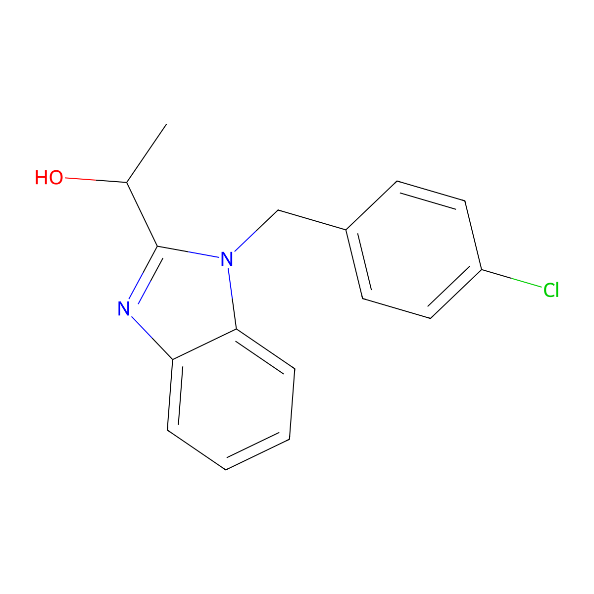 1-(1-(4-chlorobenzyl)-1H-benzo[d]imidazol-2-yl)ethanol molecular structure, CAS 537009-74-8