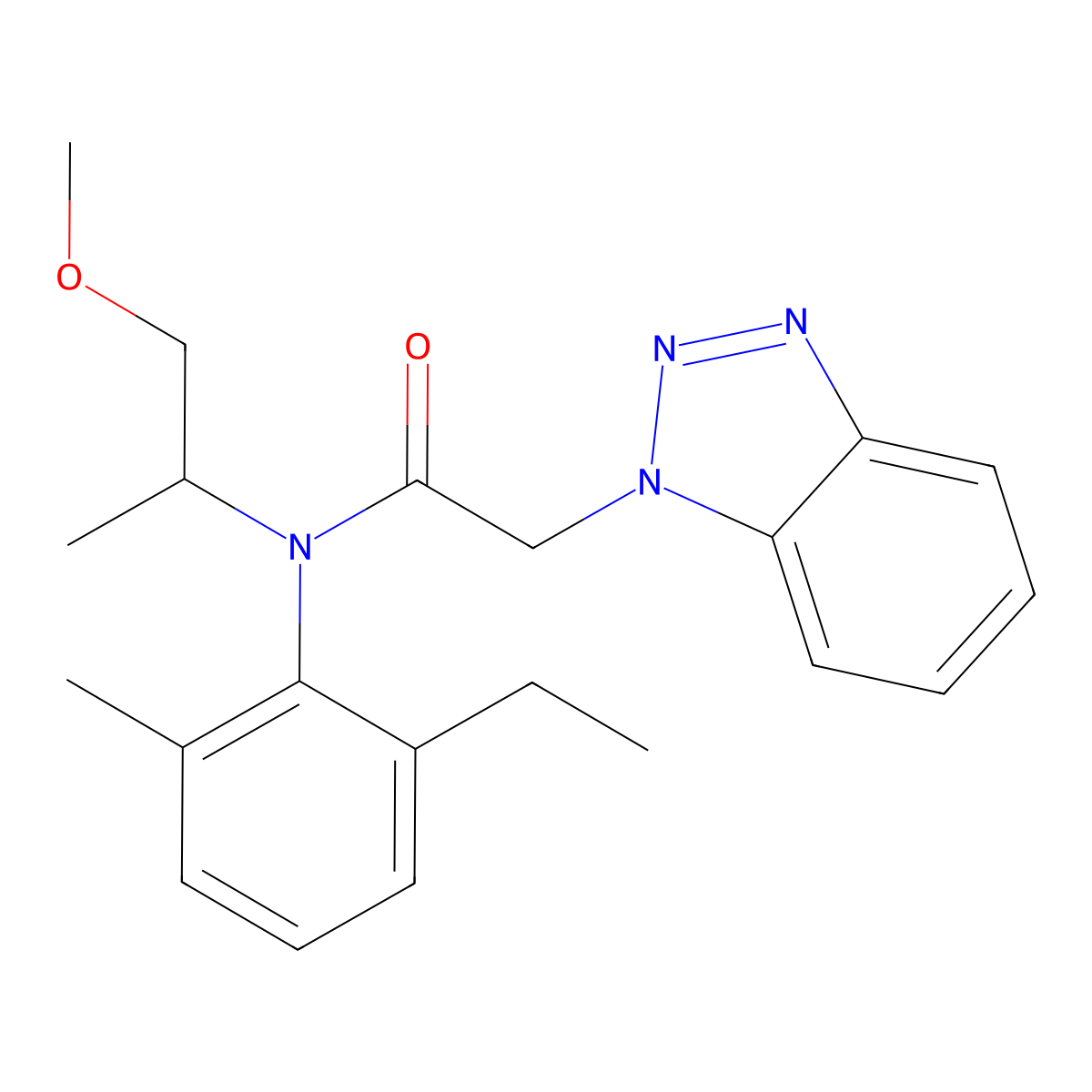 2-(1H-benzotriazol-1-yl)-N-(2-ethyl-6-methylphenyl)-N-(1-methoxypropan-2-yl)acetamide molecular structure, CAS 537009-88-4