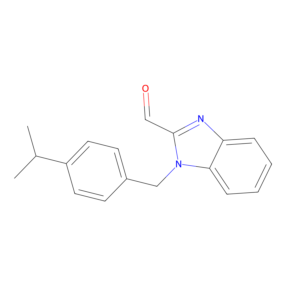 1-[(4-Propan-2-ylphenyl)methyl]benzimidazole-2-carbaldehyde molecular structure, CAS 537010-31-4