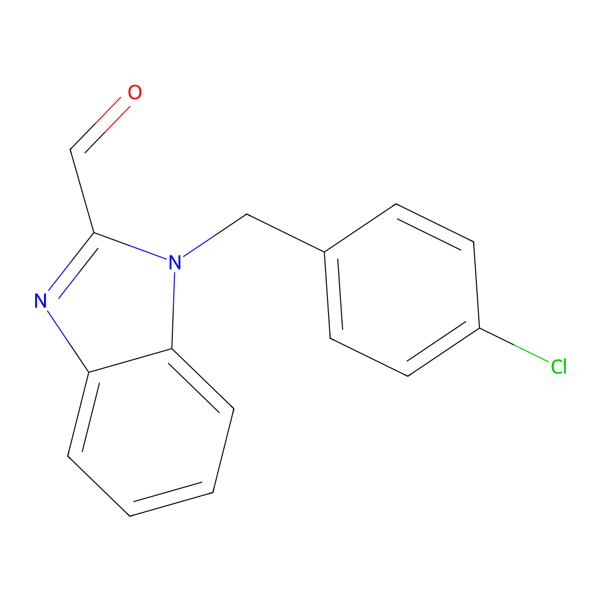 1-(4-chlorobenzyl)-1H-benzimidazole-2-carbaldehyde molecular structure, CAS 537010-34-7