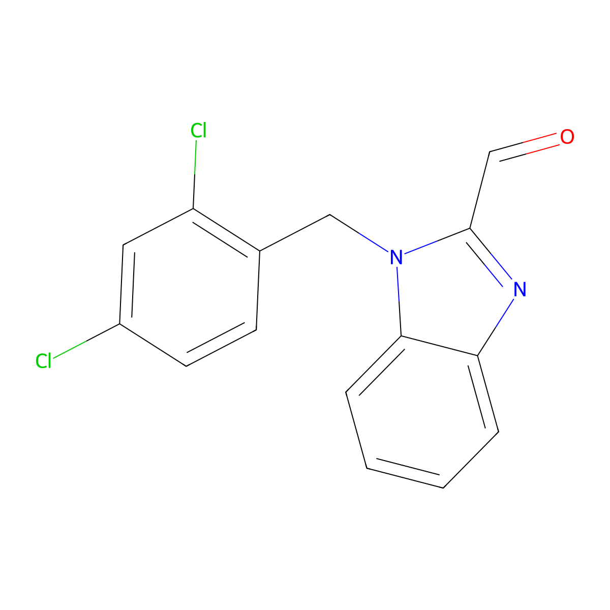 1-[(2,4-Dichlorophenyl)methyl]benzimidazole-2-carbaldehyde molecular structure, CAS 537010-36-9