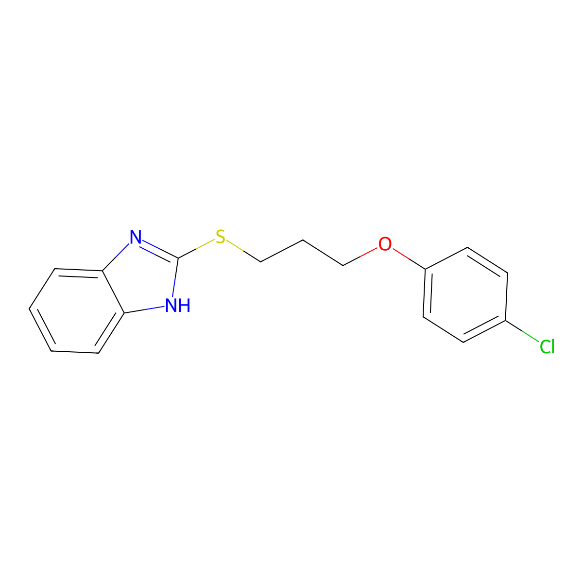 2-((3-(4-chlorophenoxy)propyl)thio)-1H-benzo[d]imidazole molecular structure, CAS 537010-51-8