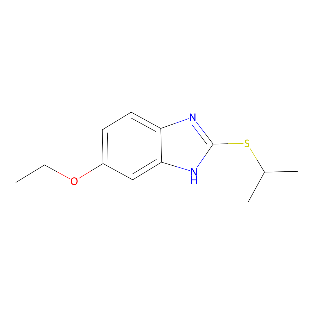 5-ethoxy-2-(propan-2-ylsulfanyl)-1H-benzimidazole molecular structure, CAS 537010-56-3