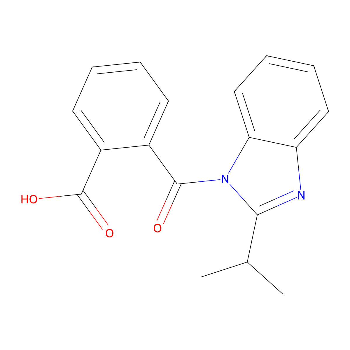 2-(2-Propan-2-ylbenzimidazole-1-carbonyl)benzoic acid molecular structure, CAS 537010-76-7