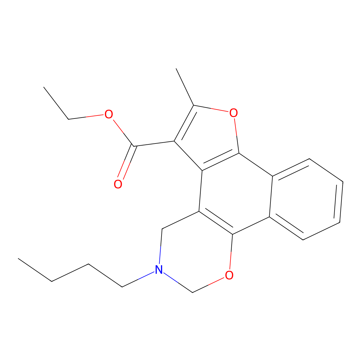 Ethyl 9-butyl-4-methyl-3,11-dioxa-9-azatetracyclo[11.4.0.0^{2,6}.0^{7,12}]heptadeca-1,4,6,12,14,16-hexaene-5-carboxylate molecular structure, CAS 537010-85-8