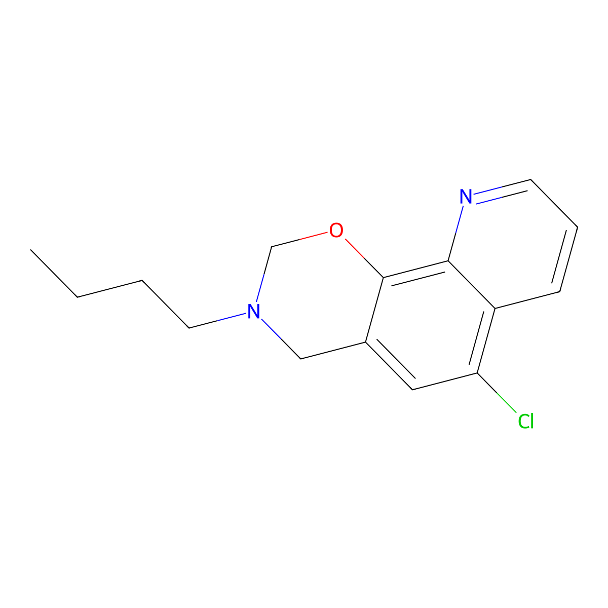 3-butyl-6-chloro-2H,4H-1,3-oxazino[5,6-h]quinoline molecular structure, CAS 537010-87-0