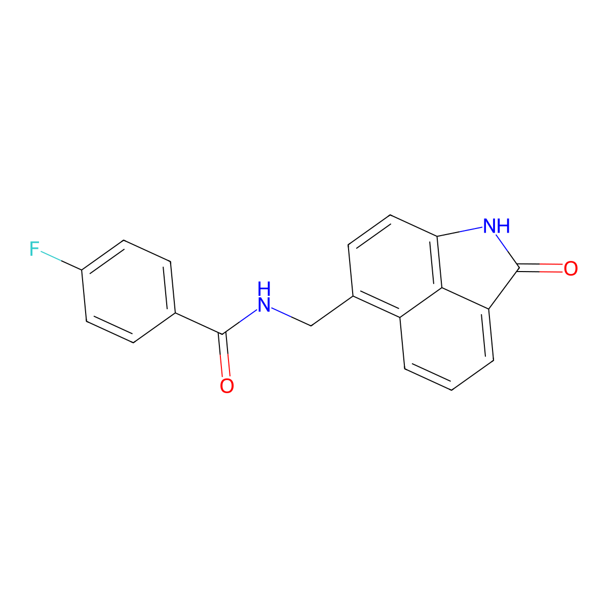 4-fluoro-N-[(2-oxo-1,2-dihydrobenzo[cd]indol-6-yl)methyl]benzamide molecular structure, CAS 537012-12-7