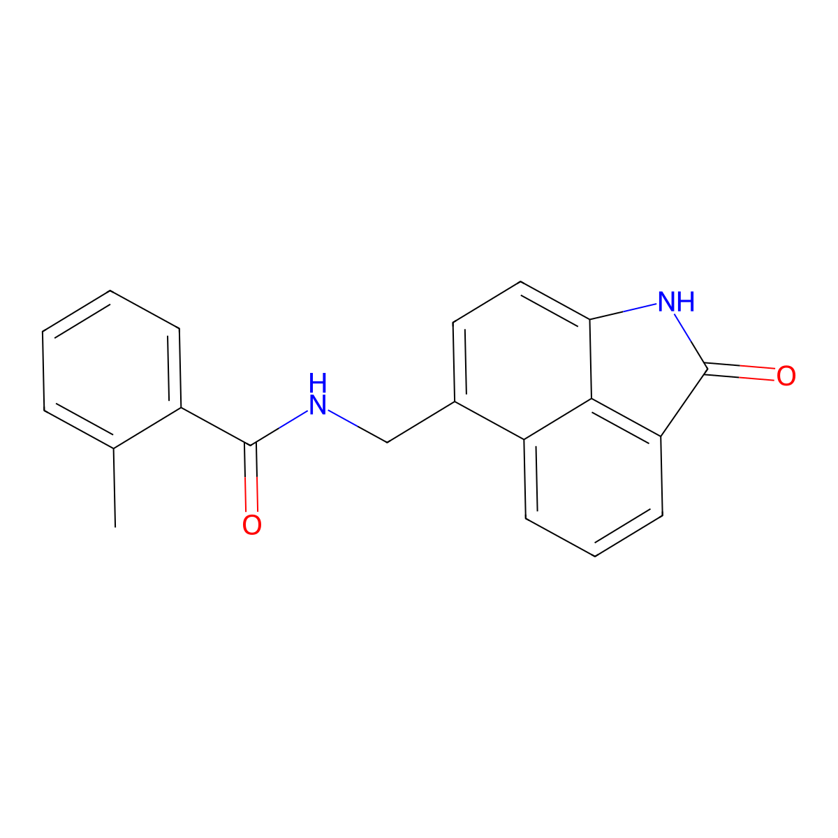 2-methyl-N-({3-oxo-2-azatricyclo[6.3.1.0^{4,12}]dodeca-1(12),4,6,8,10-pentaen-9-yl}methyl)benzamide molecular structure, CAS 537012-15-0