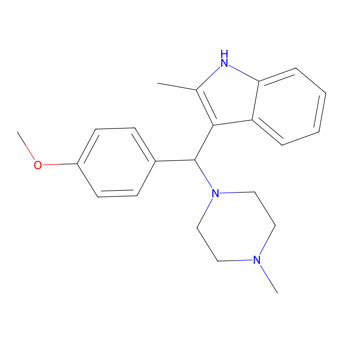 3-((4-methoxyphenyl)(4-methylpiperazin-1-yl)methyl)-2-methyl-1H-indole molecular structure, CAS 537012-29-6