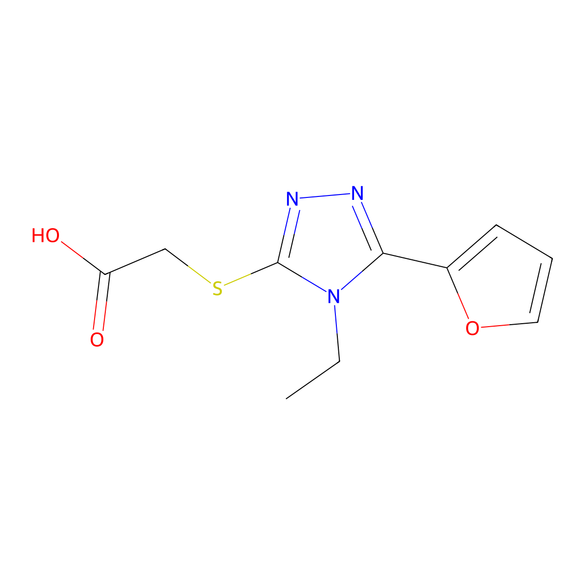 2-{[4-ethyl-5-(furan-2-yl)-4H-1,2,4-triazol-3-yl]sulfanyl}acetic acid molecular structure, CAS 537016-62-9