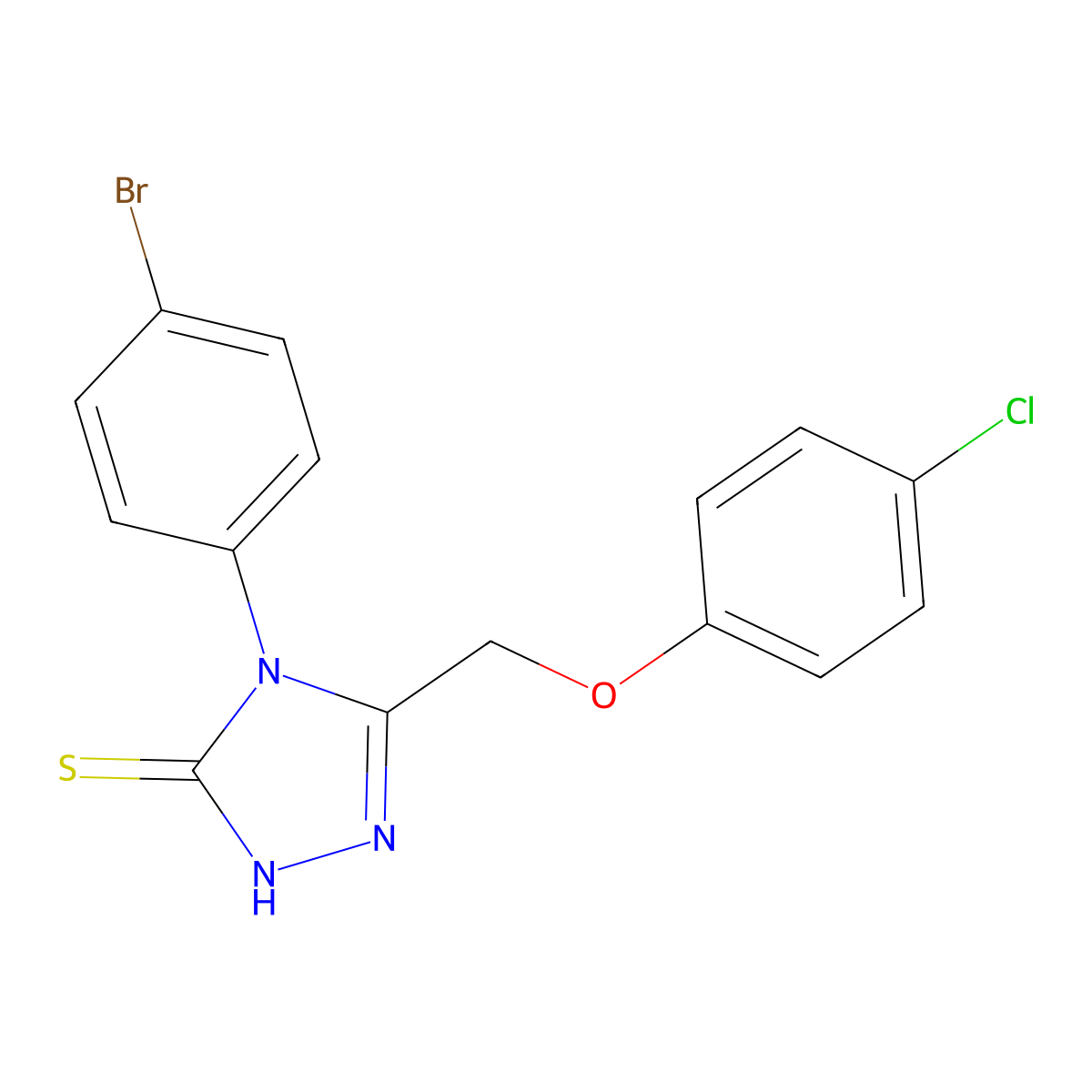 4-(4-bromophenyl)-5-((4-chlorophenoxy)methyl)-4H-1,2,4-triazole-3-thiol molecular structure, CAS 537016-66-3