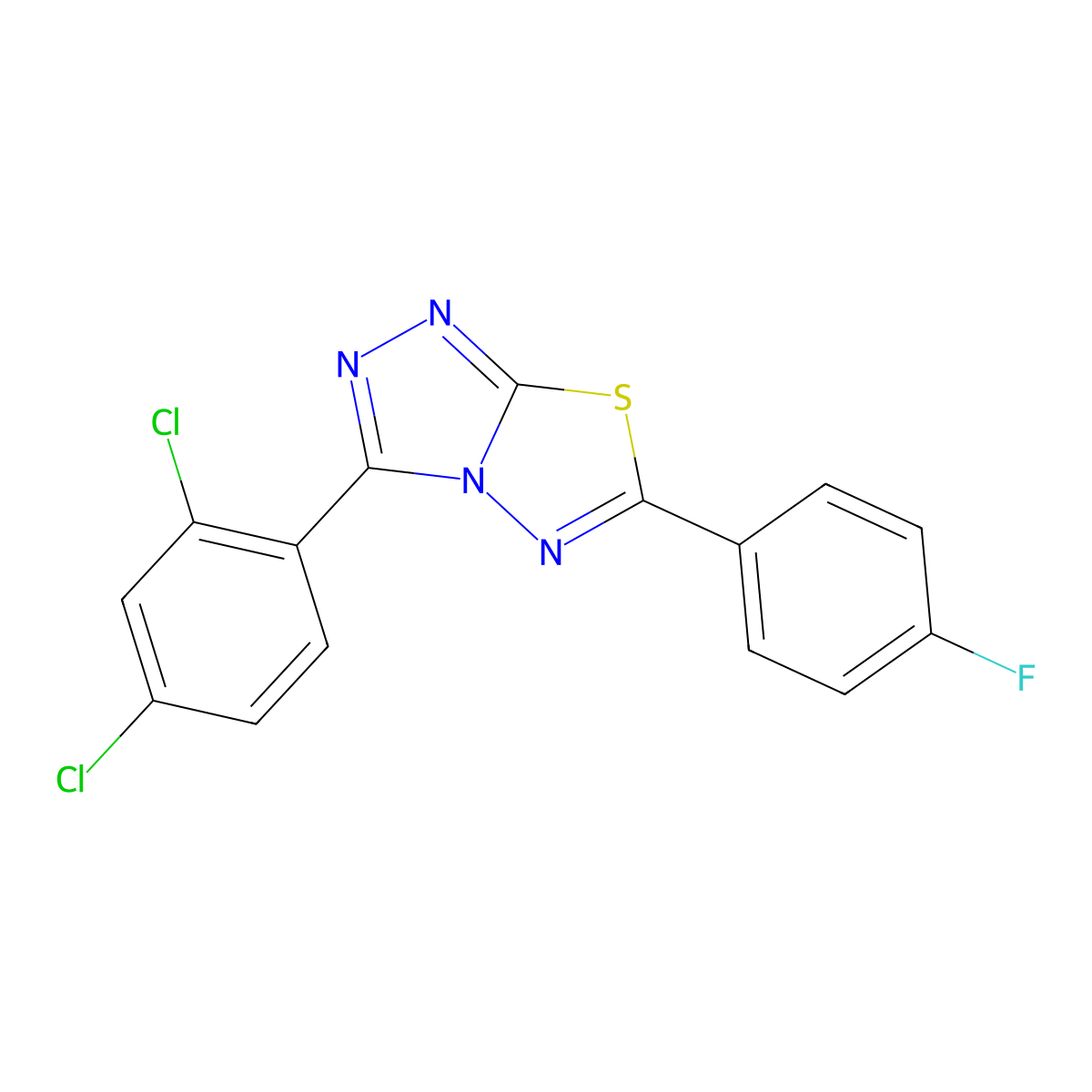 3-(2,4-Dichlorophenyl)-6-(4-fluorophenyl)-[1,2,4]triazolo[3,4-b][1,3,4]thiadiazole molecular structure, CAS 537016-70-9