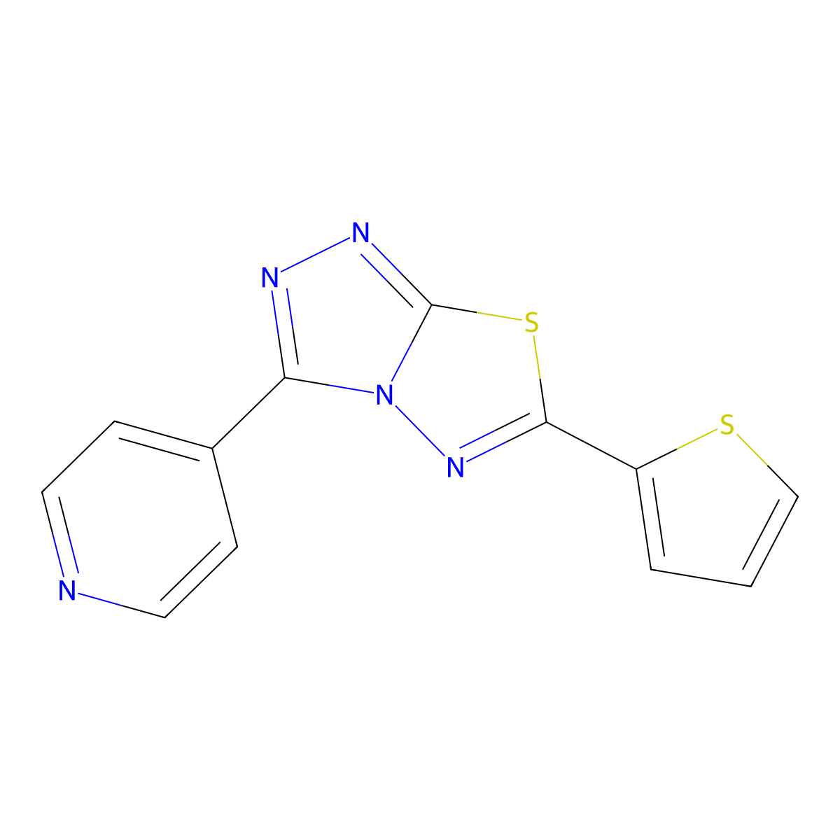 3-(4-Pyridinyl)-6-(2-thienyl)[1,2,4]triazolo[3,4-b][1,3,4]thiadiazole molecular structure, CAS 537016-75-4