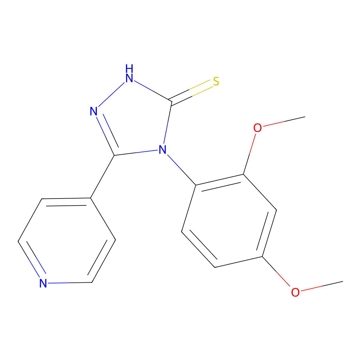 4-(2,4-dimethoxyphenyl)-3-pyridin-4-yl-1H-1,2,4-triazole-5-thione molecular structure, CAS 537016-77-6