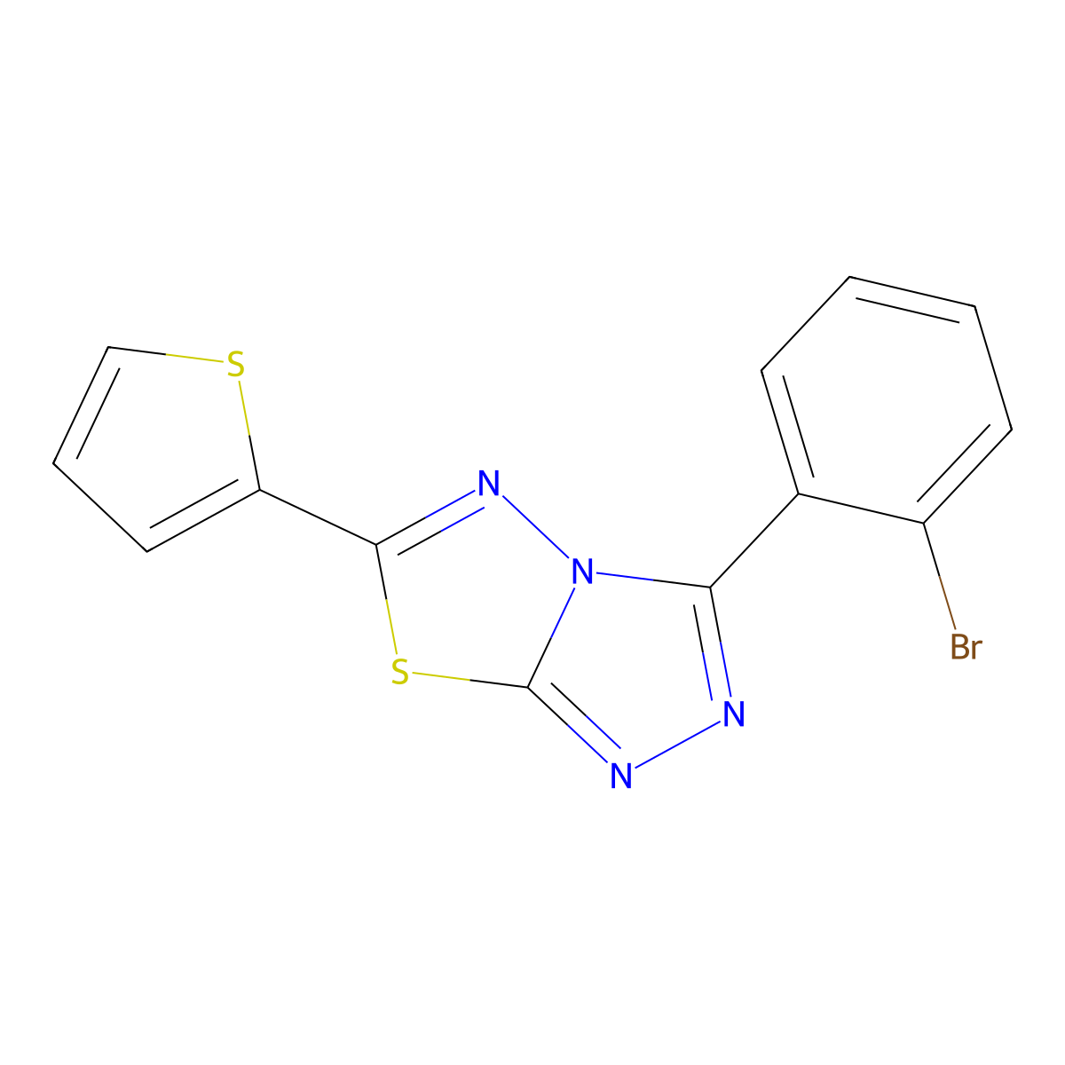 3-(2-Bromophenyl)-6-thiophen-2-yl-[1,2,4]triazolo[3,4-b][1,3,4]thiadiazole molecular structure, CAS 537016-80-1