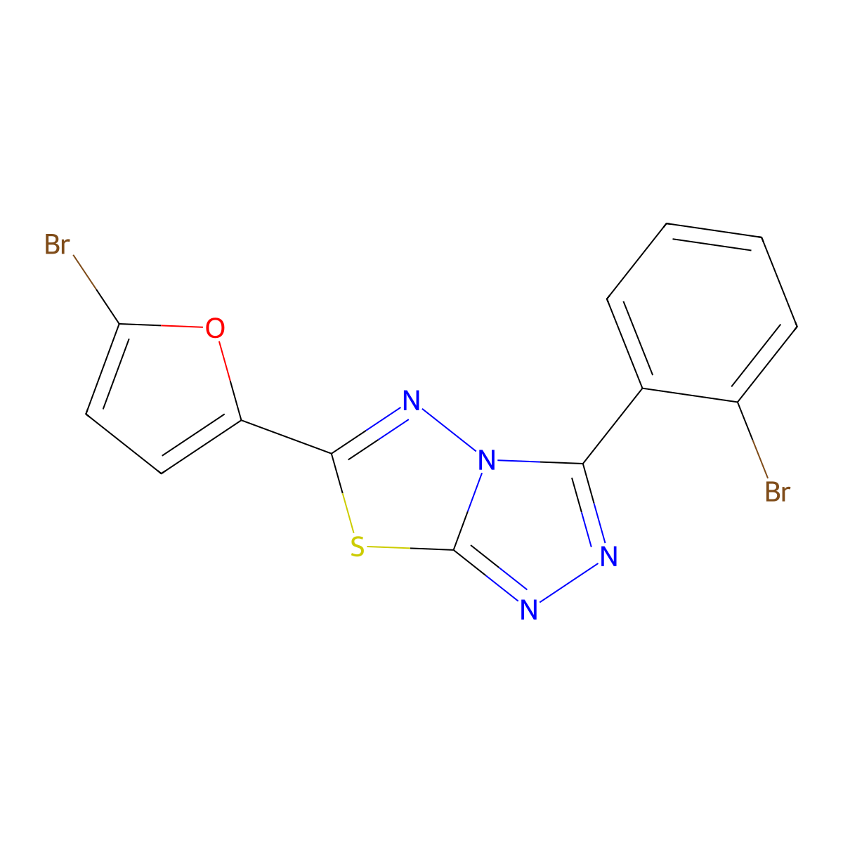 6-(5-Bromofuran-2-yl)-3-(2-bromophenyl)-[1,2,4]triazolo[3,4-b][1,3,4]thiadiazole molecular structure, CAS 537016-82-3