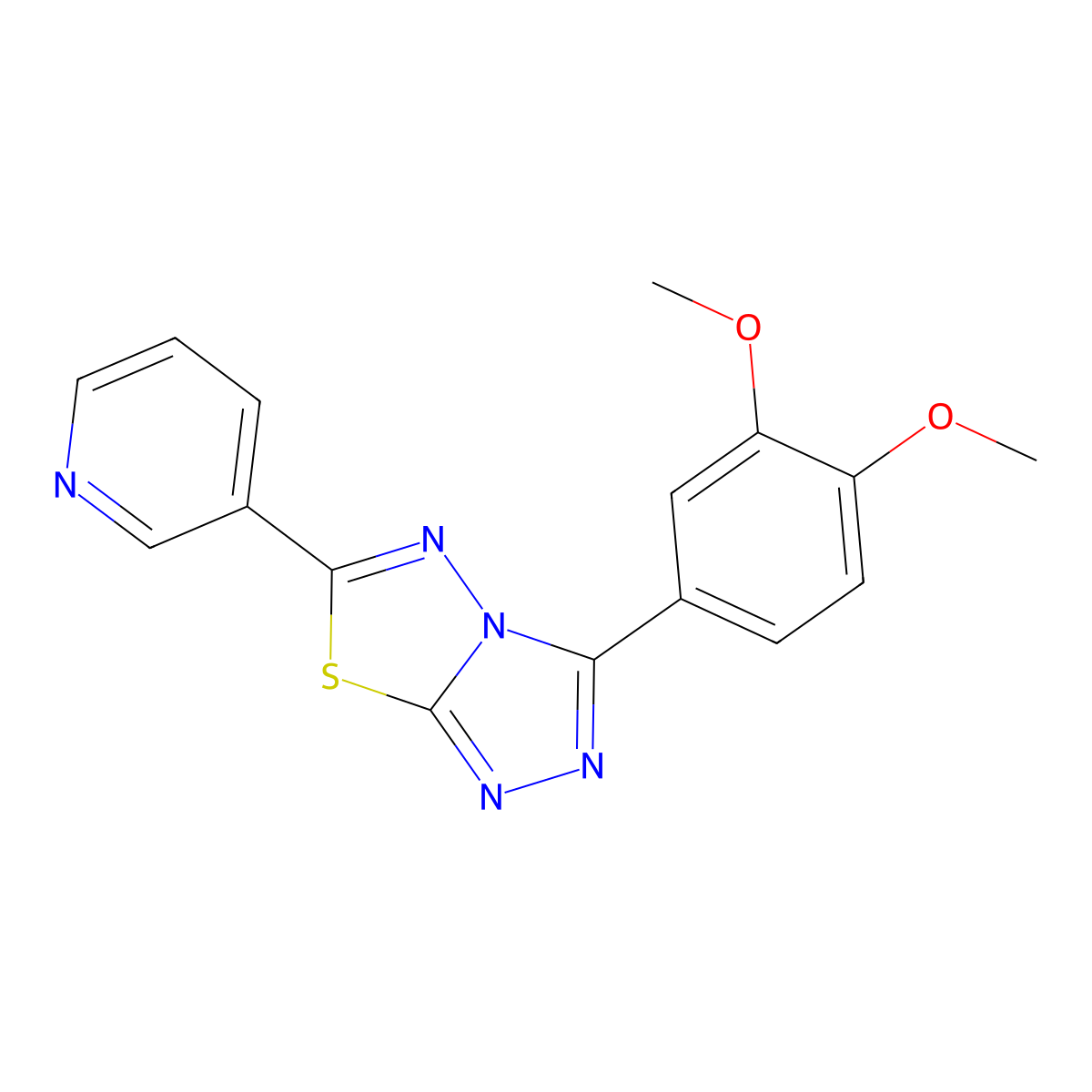 3-(3,4-Dimethoxyphenyl)-6-pyridin-3-yl-[1,2,4]triazolo[3,4-b][1,3,4]thiadiazole molecular structure, CAS 537016-91-4