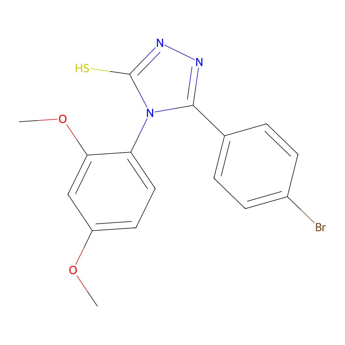 5-(4-bromophenyl)-4-(2,4-dimethoxyphenyl)-4H-1,2,4-triazole-3-thiol molecular structure, CAS 537016-96-9