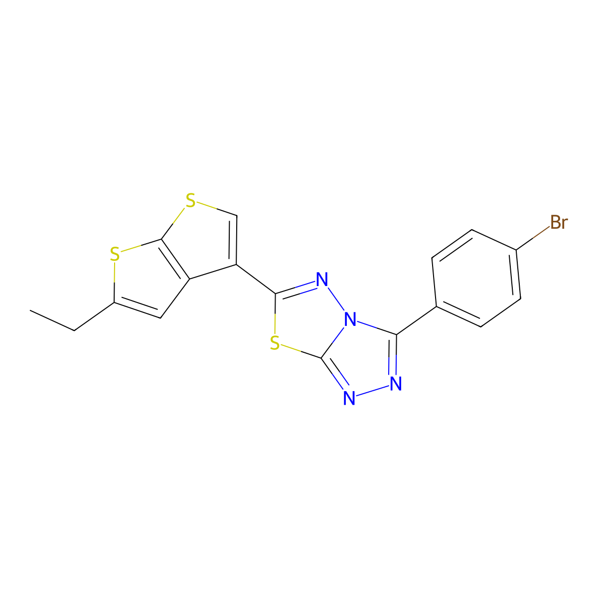 3-(4-Bromophenyl)-6-(5-ethylthieno[2,3-b]thiophen-3-yl)-[1,2,4]triazolo[3,4-b][1,3,4]thiadiazole molecular structure, CAS 537017-07-5