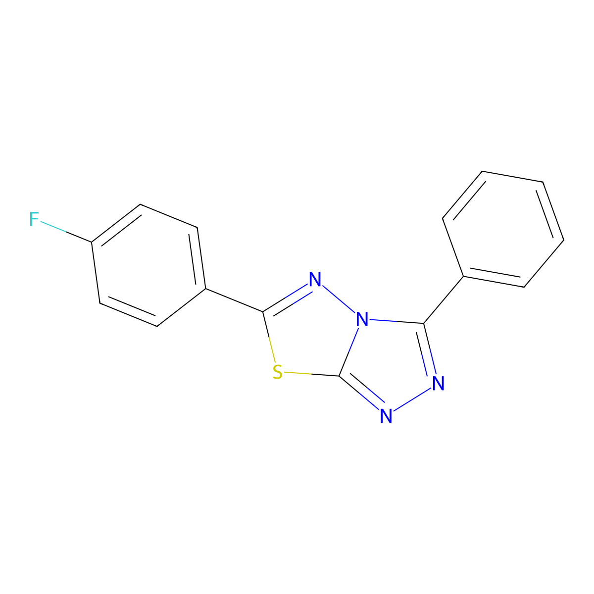 6-(4-Fluorophenyl)-3-phenyl[1,2,4]triazolo[3,4-b][1,3,4]thiadiazole molecular structure, CAS 537017-12-2