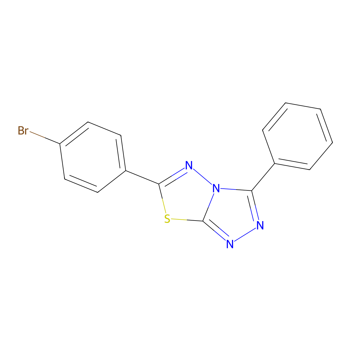 6-(4-Bromophenyl)-3-phenyl-[1,2,4]triazolo[3,4-b][1,3,4]thiadiazole molecular structure, CAS 537017-15-5