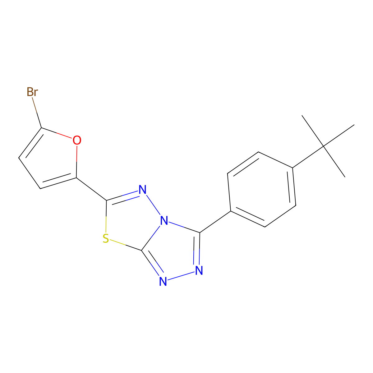 6-(5-Bromofuran-2-yl)-3-(4-tert-butylphenyl)-[1,2,4]triazolo[3,4-b][1,3,4]thiadiazole molecular structure, CAS 537017-16-6