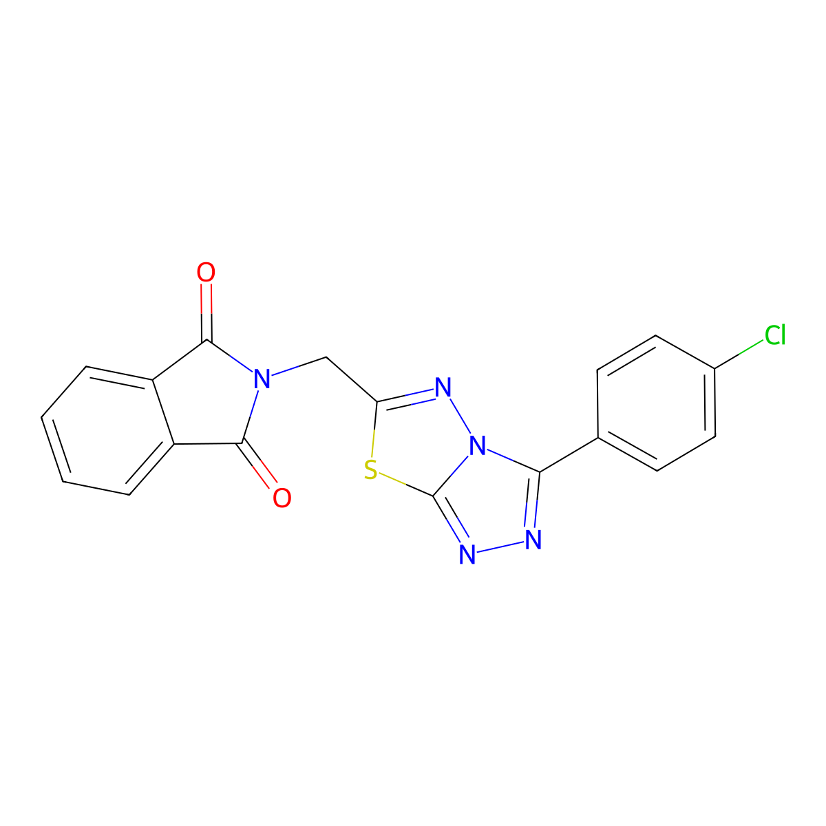 2-((3-(4-Chlorophenyl)-[1,2,4]triazolo[3,4-b][1,3,4]thiadiazol-6-yl)methyl)isoindoline-1,3-dione molecular structure, CAS 537017-26-8