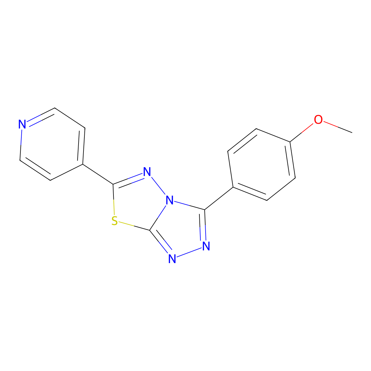 3-(4-Methoxyphenyl)-6-pyridin-4-yl-[1,2,4]triazolo[3,4-b][1,3,4]thiadiazole molecular structure, CAS 537017-29-1