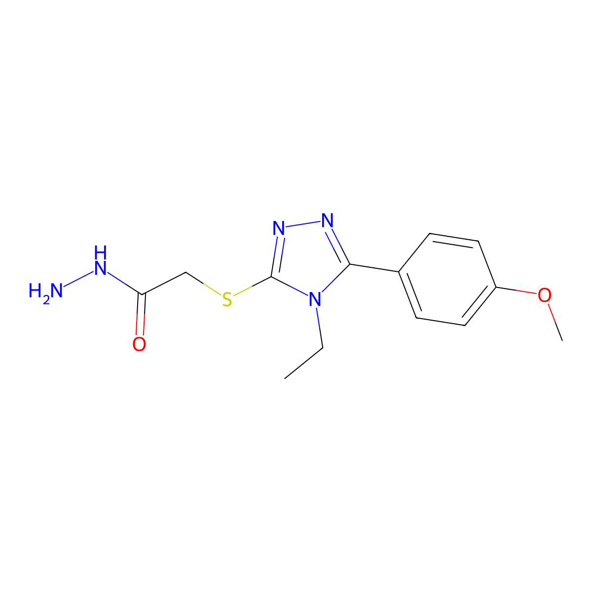 2-{[4-ethyl-5-(4-methoxyphenyl)-4H-1,2,4-triazol-3-yl]sulfanyl}acetohydrazide molecular structure, CAS 537017-33-7