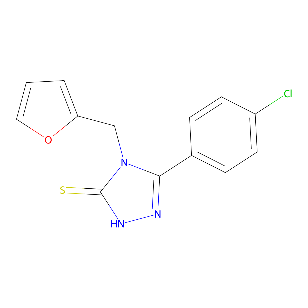 5-(4-chlorophenyl)-4-(furan-2-ylmethyl)-4H-1,2,4-triazole-3-thiol molecular structure, CAS 537017-38-2