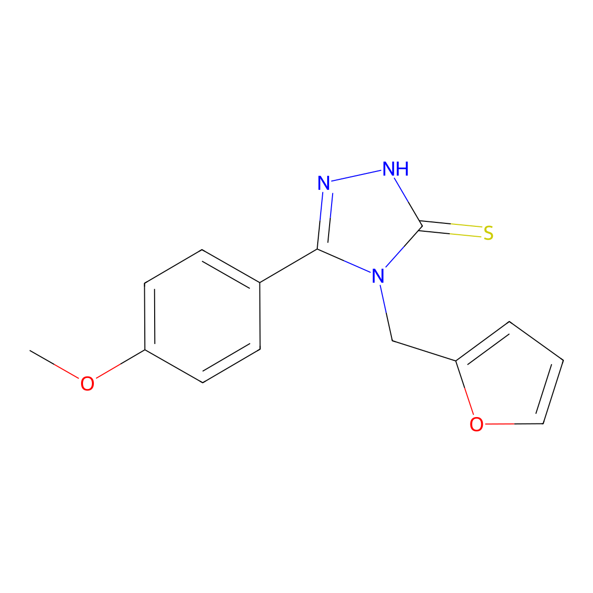 4-(furan-2-ylmethyl)-5-(4-methoxyphenyl)-4H-1,2,4-triazole-3-thiol molecular structure, CAS 537017-40-6