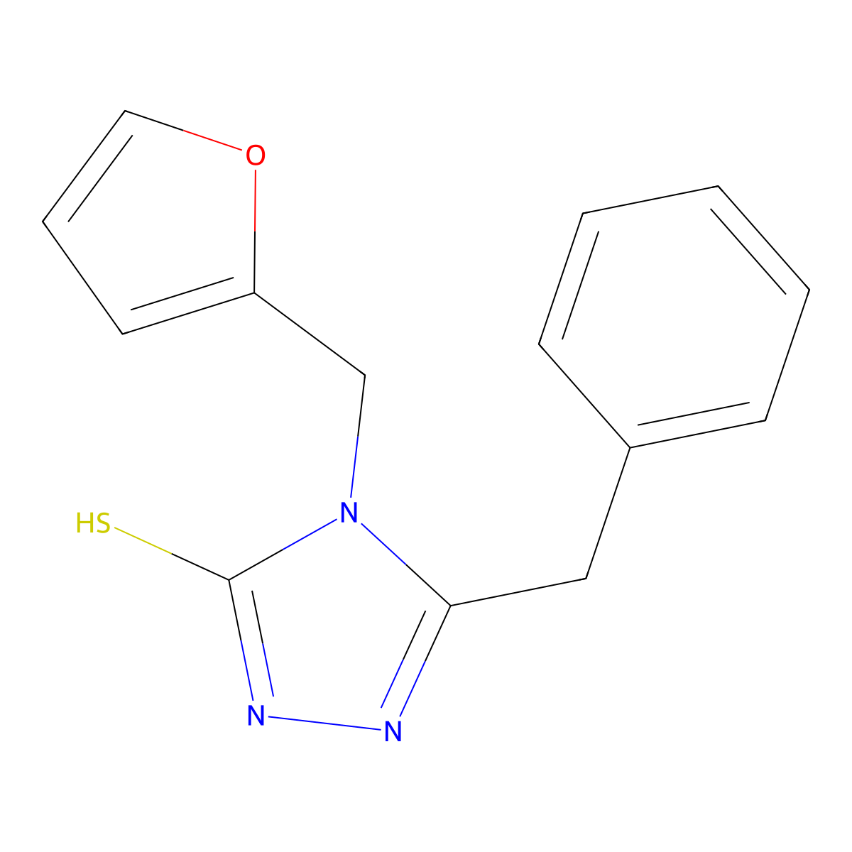 5-benzyl-4-(furan-2-ylmethyl)-4H-1,2,4-triazole-3-thiol molecular structure, CAS 537017-46-2