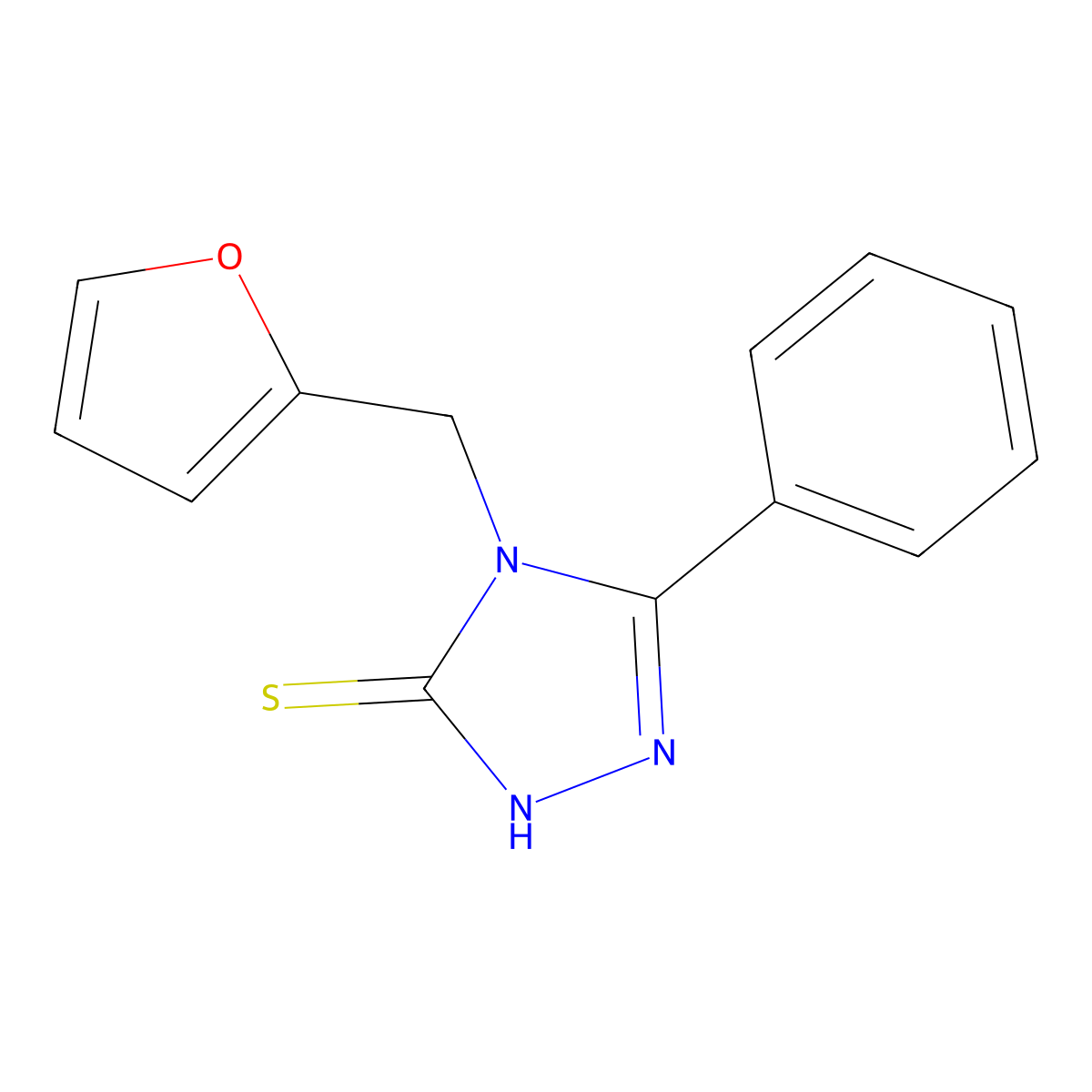 4-(furan-2-ylmethyl)-5-phenyl-4H-1,2,4-triazole-3-thiol molecular structure, CAS 537017-48-4