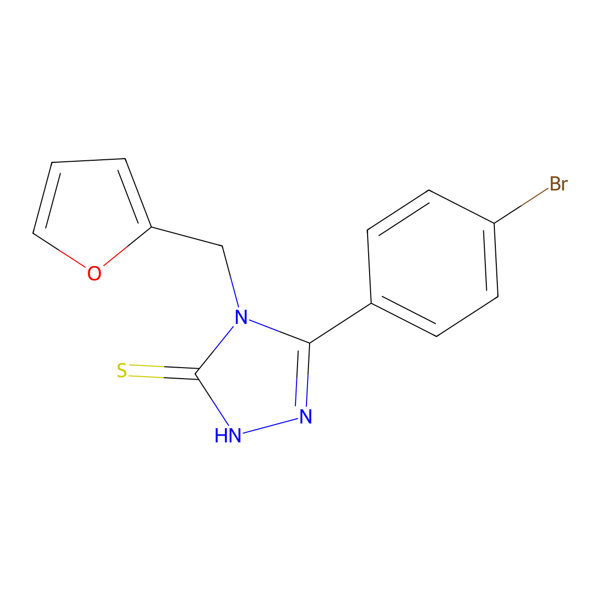 3-(4-bromophenyl)-4-(2-furanylmethyl)-1H-1,2,4-triazole-5-thione molecular structure, CAS 537017-49-5