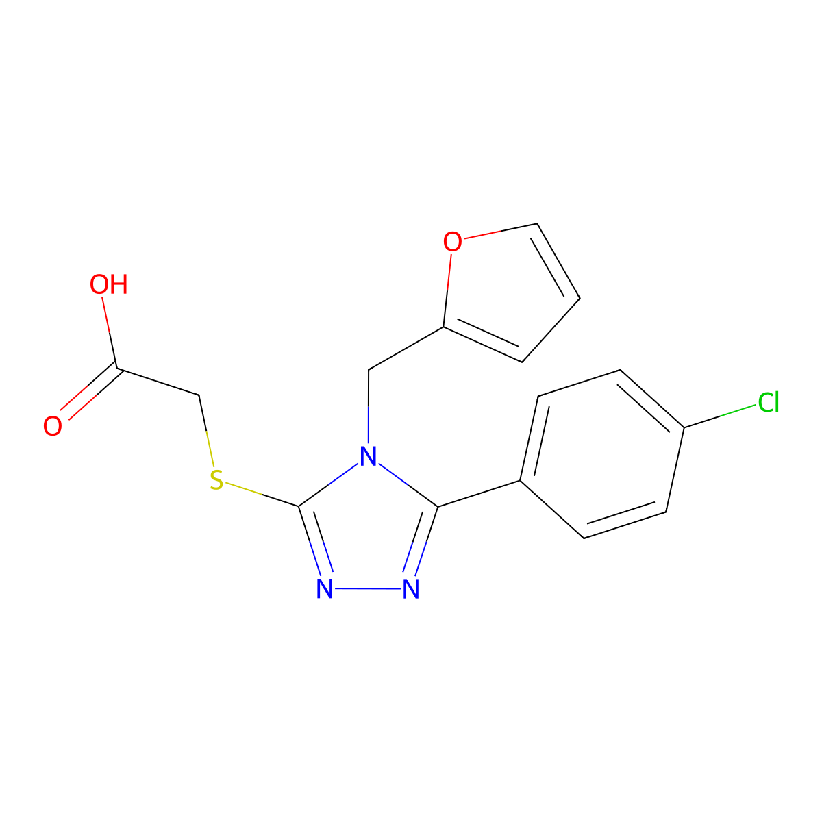 2-{[5-(4-chlorophenyl)-4-[(furan-2-yl)methyl]-4H-1,2,4-triazol-3-yl]sulfanyl}acetic acid molecular structure, CAS 537017-56-4