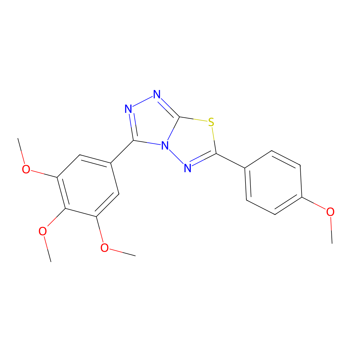 6-(4-Methoxyphenyl)-3-(3,4,5-trimethoxyphenyl)[1,2,4]triazolo[3,4-b][1,3,4]thiadiazole molecular structure, CAS 537017-84-8