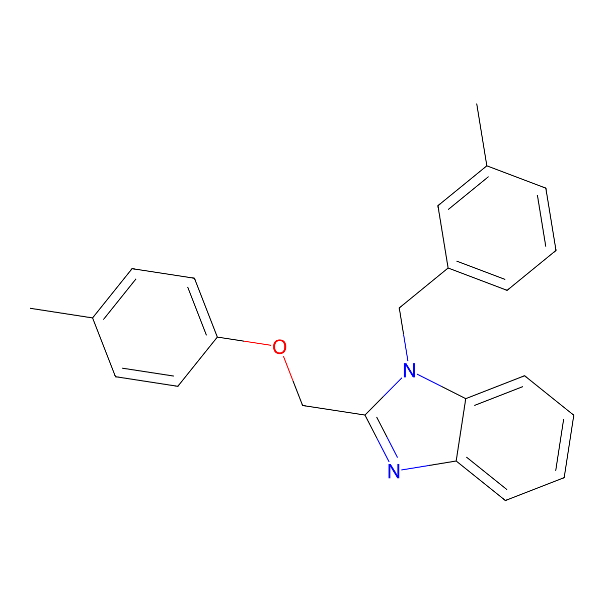 1-(3-methylbenzyl)-2-((p-tolyloxy)methyl)-1H-benzo[d]imidazole molecular structure, CAS 537017-87-1