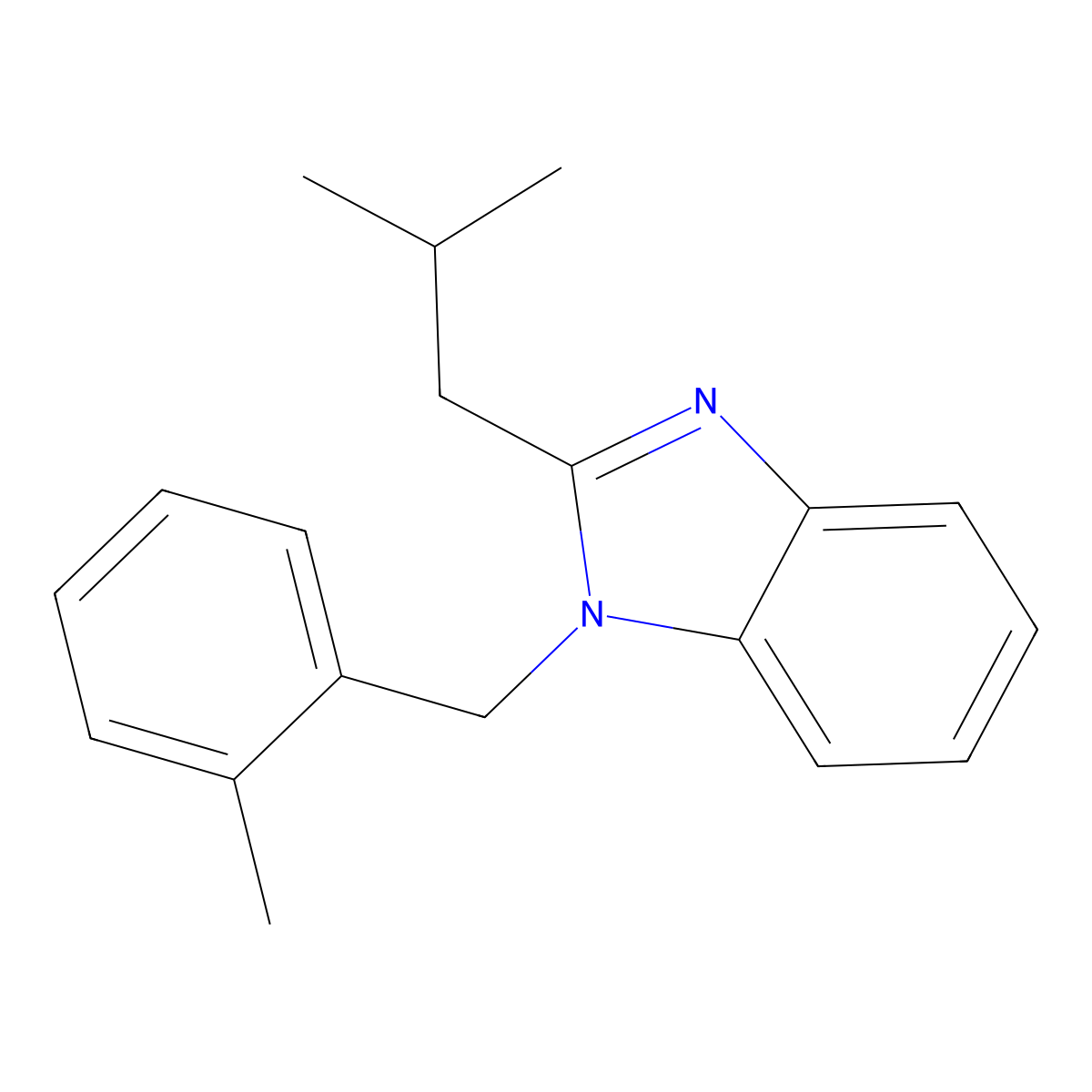 1-[(2-Methylphenyl)methyl]-2-(2-methylpropyl)benzimidazole molecular structure, CAS 537018-01-2