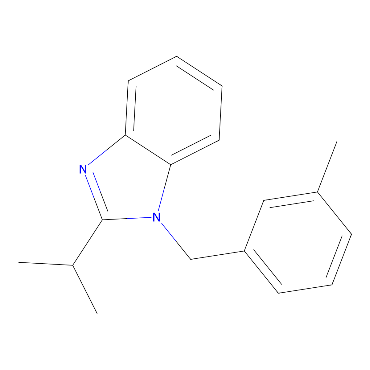 1-[(3-Methylphenyl)methyl]-2-propan-2-ylbenzimidazole molecular structure, CAS 537018-12-5