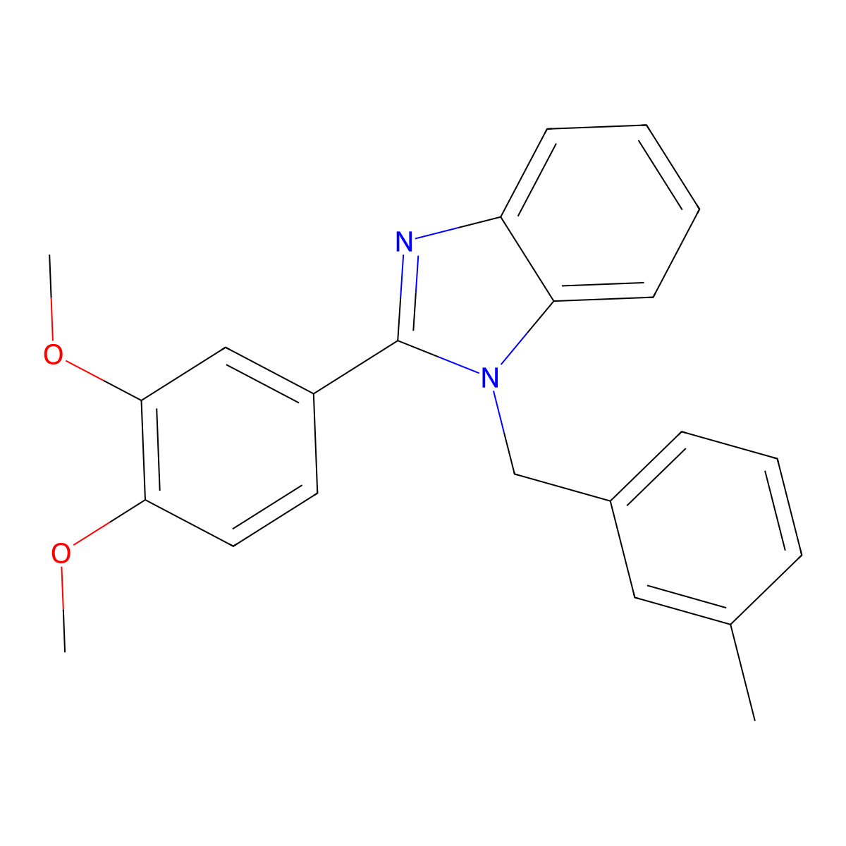 2-(3,4-Dimethoxyphenyl)-1-[(3-methylphenyl)methyl]benzimidazole molecular structure, CAS 537018-17-0