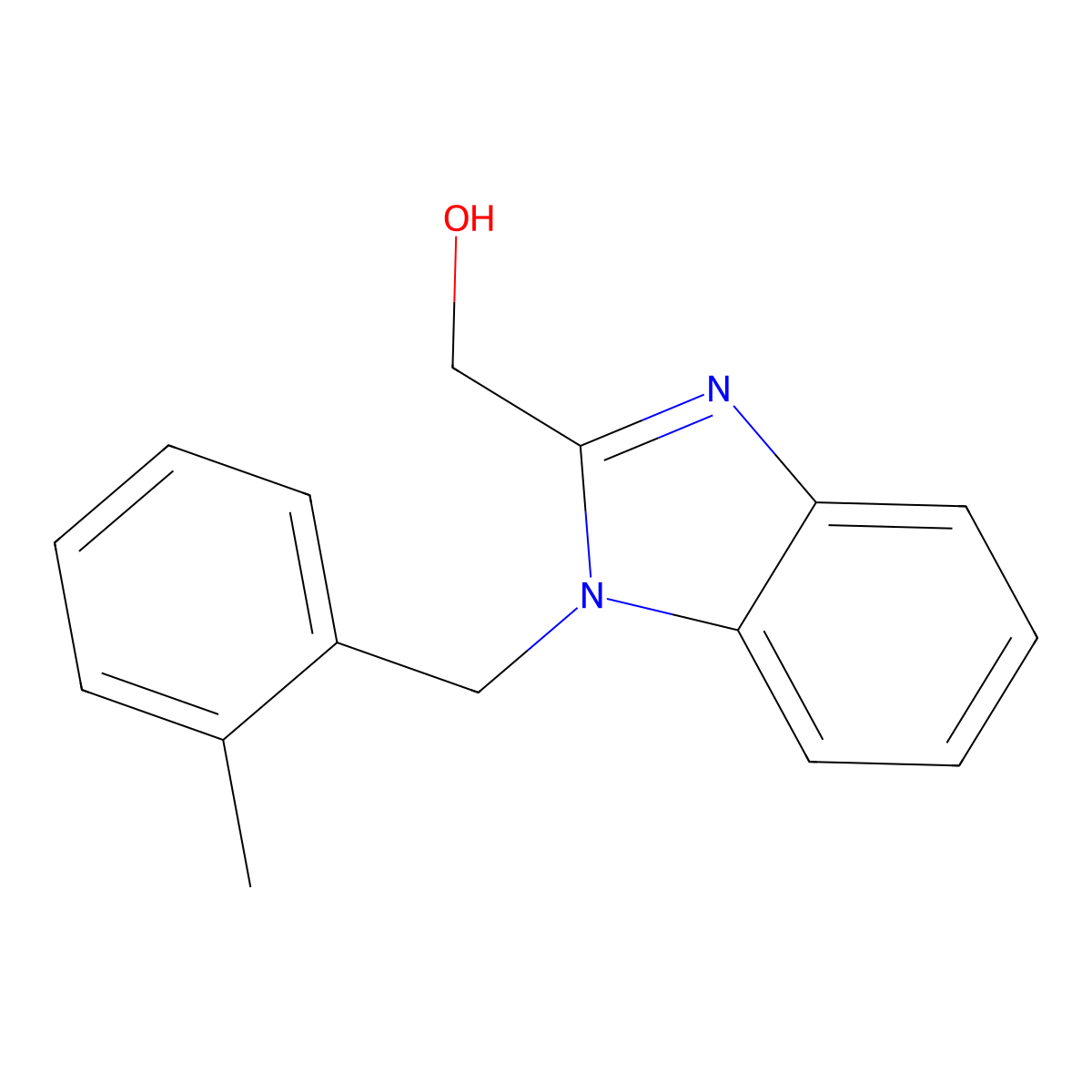 (1-(2-methylbenzyl)-1H-benzo[d]imidazol-2-yl)methanol molecular structure, CAS 537018-21-6