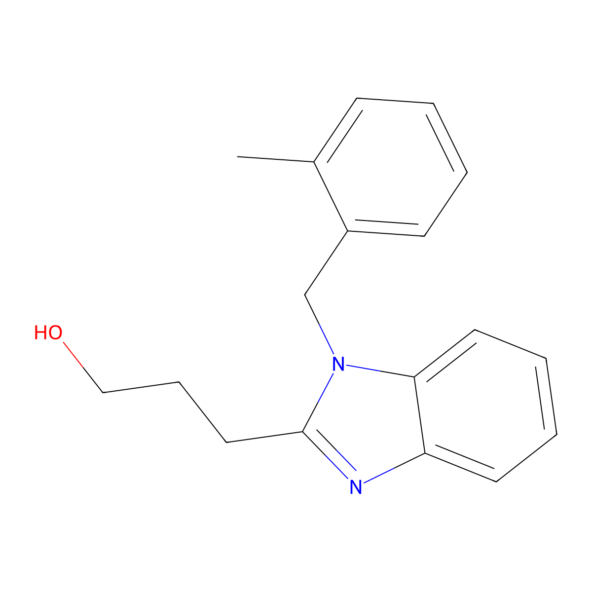 3-(1-(2-methylbenzyl)-1H-benzo[d]imidazol-2-yl)propan-1-ol molecular structure, CAS 537018-22-7