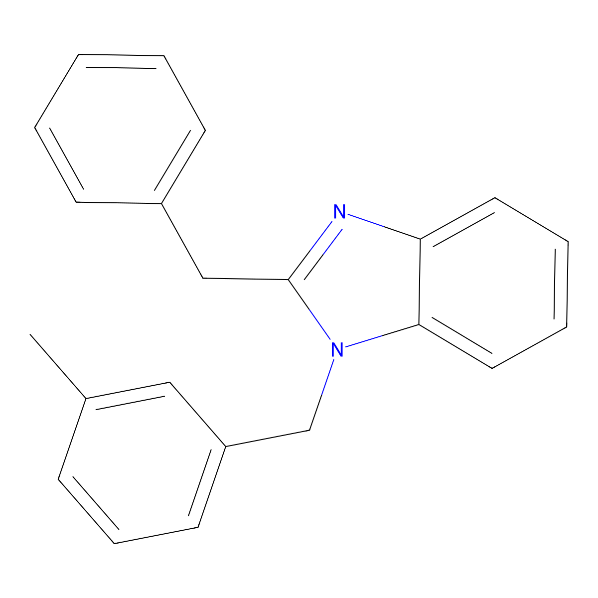 2-Benzyl-1-[(3-methylphenyl)methyl]benzimidazole molecular structure, CAS 537018-28-3