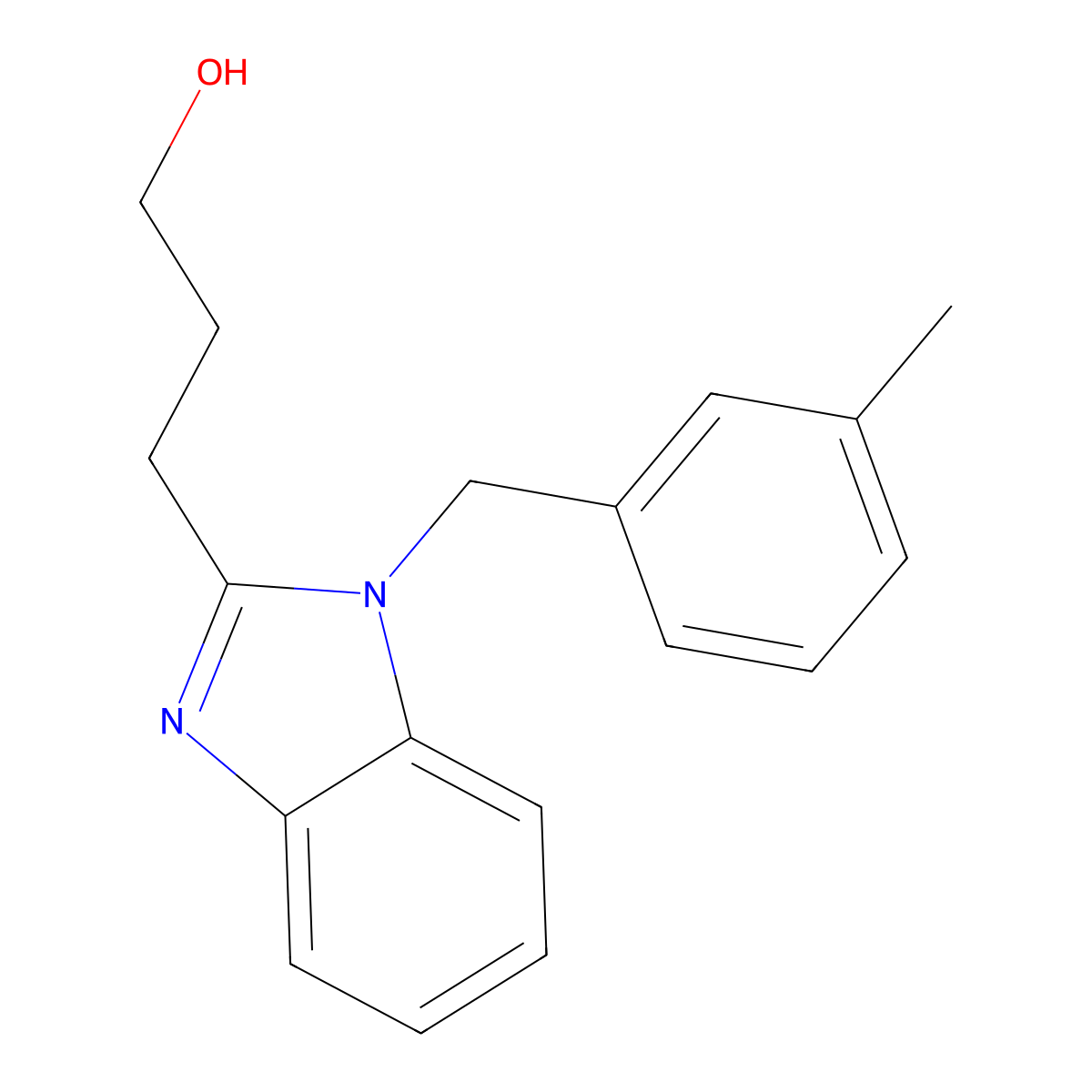 3-(1-(3-methylbenzyl)-1H-benzo[d]imidazol-2-yl)propan-1-ol molecular structure, CAS 537018-29-4