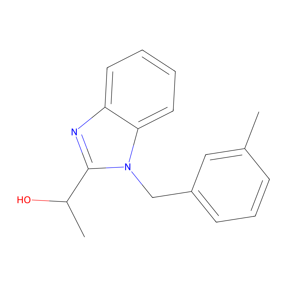 1-[1-(3-methylbenzyl)-1H-benzimidazol-2-yl]ethanol molecular structure, CAS 537018-31-8