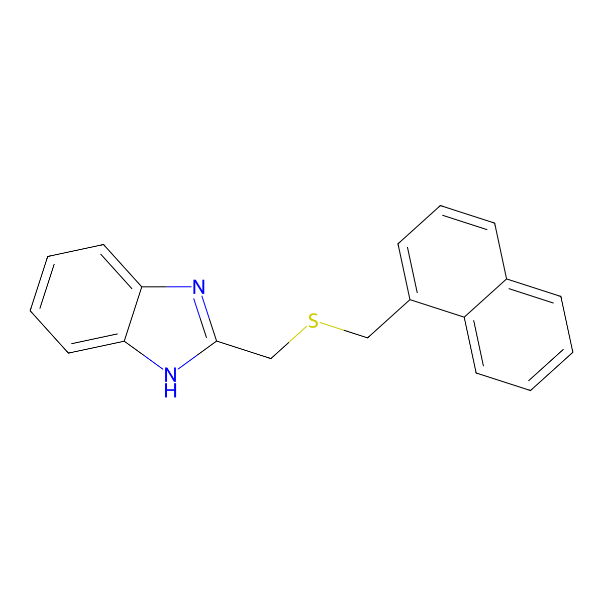 2-(naphthalen-1-ylmethylsulfanylmethyl)-1H-benzimidazole molecular structure, CAS 537018-44-3