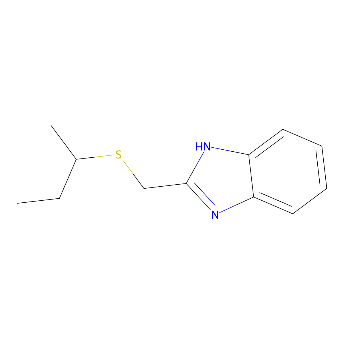 2-(butan-2-ylsulfanylmethyl)-1H-benzimidazole molecular structure, CAS 537018-46-5