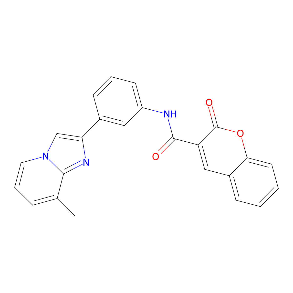 N-(3-{8-methylimidazo[1,2-a]pyridin-2-yl}phenyl)-2-oxo-2H-chromene-3-carboxamide molecular structure, CAS 537019-10-6