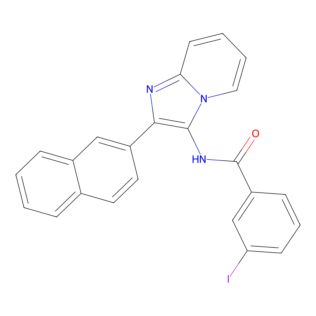 3-iodo-N-(2-(naphthalen-2-yl)imidazo[1,2-a]pyridin-3-yl)benzamide molecular structure, CAS 537020-47-6