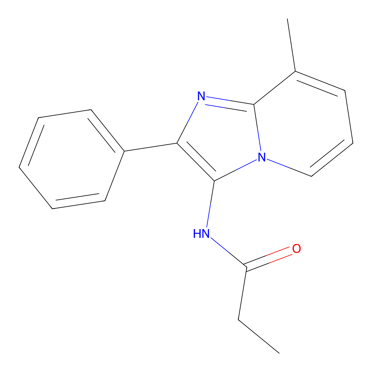 N-(8-methyl-2-phenylimidazo[1,2-a]pyridin-3-yl)propanamide molecular structure, CAS 537020-60-3